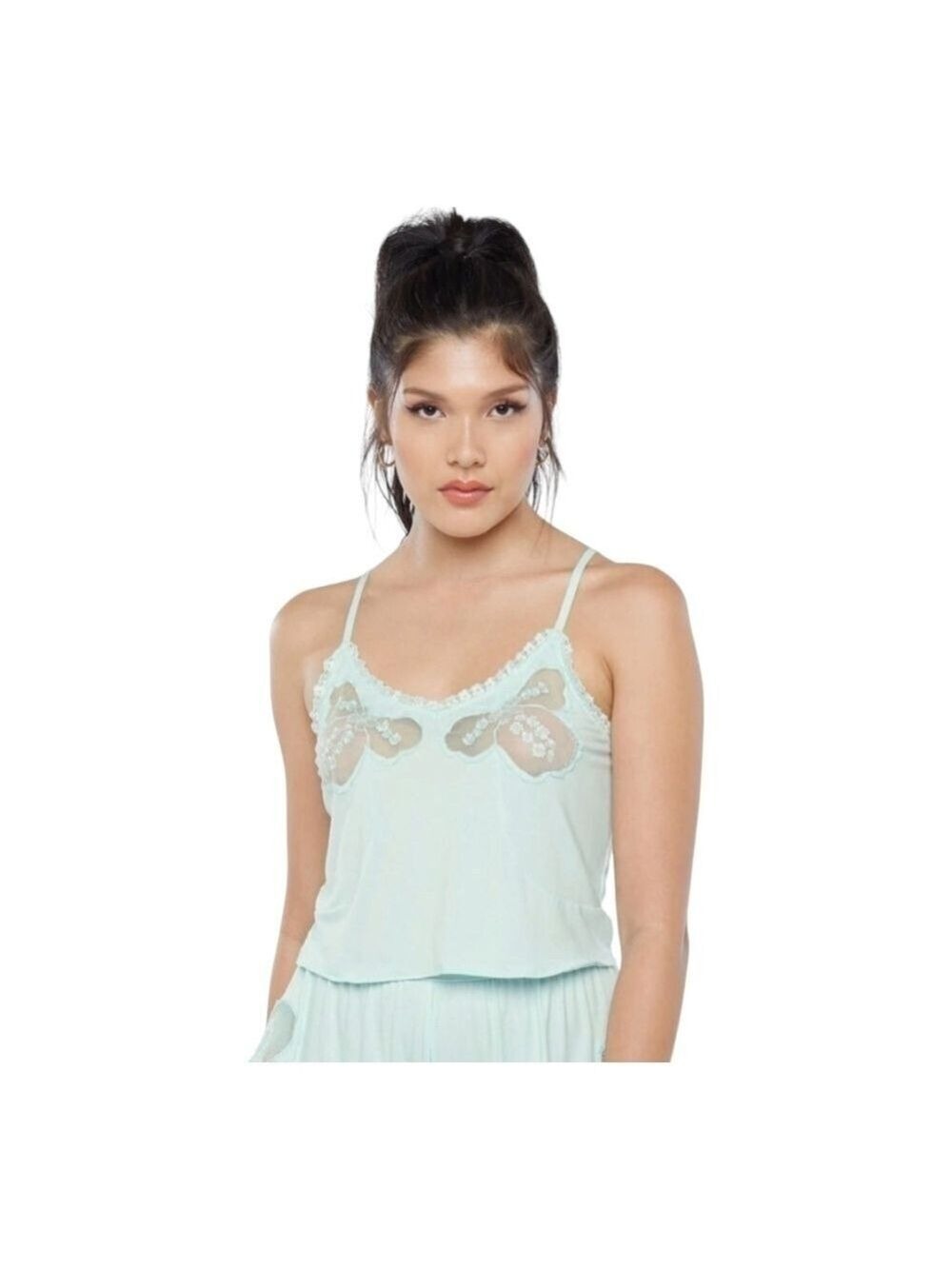 NWT Savage x Fenty A Peek Behind the Lace Cami Seashell Blue Size Small - Picture 3 of 4